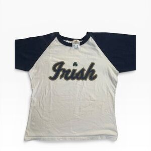 Adidas Irish White and Blue Notre Dame 3/4 Sleeve Tee